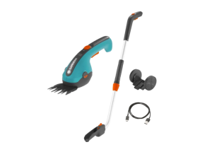 Gardena Set Forbici a batteria per erba ClassicCut Li + manico e ruote